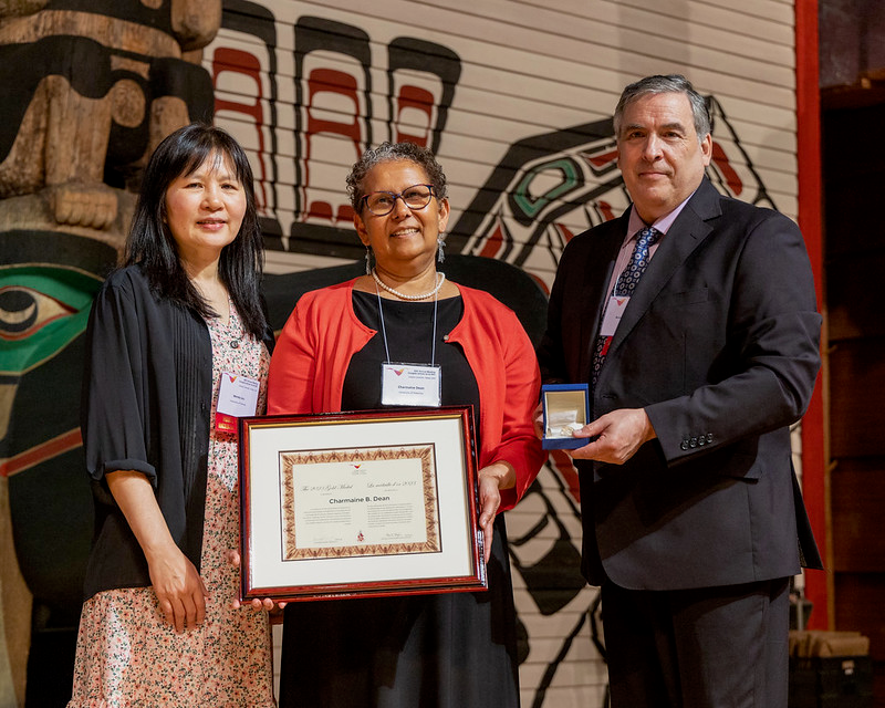 Wendy Lou, Chair of the SSC Awards Committee, Dr. Charmaine Dean, and Bruno Rémillard, SSC President.