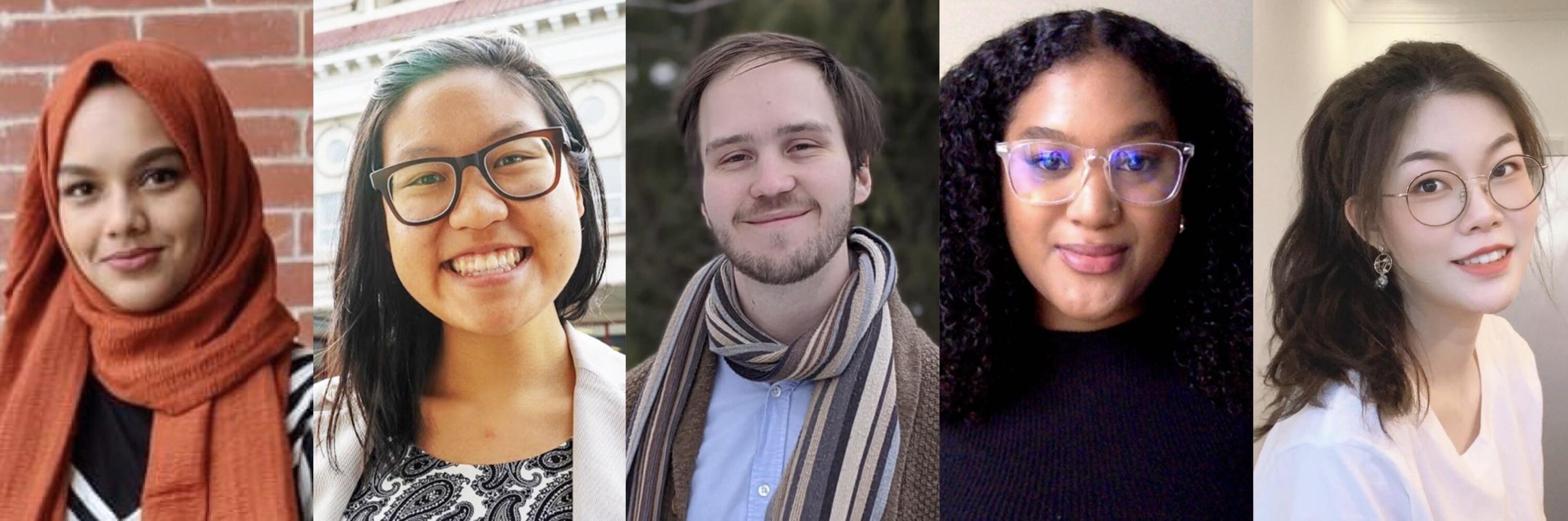 A collage image of five Faculty of Environment graduate students.