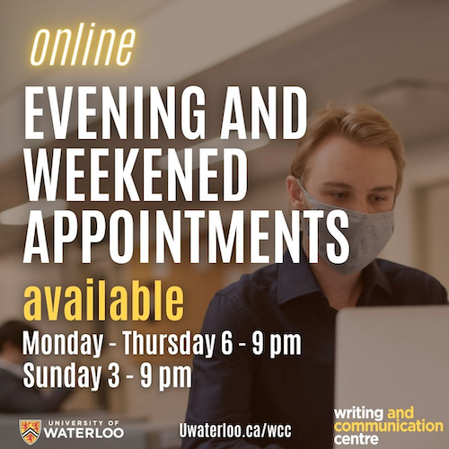 Evening and Weekend Appointments banner showing a man using a laptop.