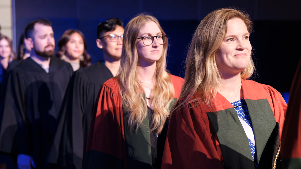 Students gather for the academic procession in their gowns at Convocation.