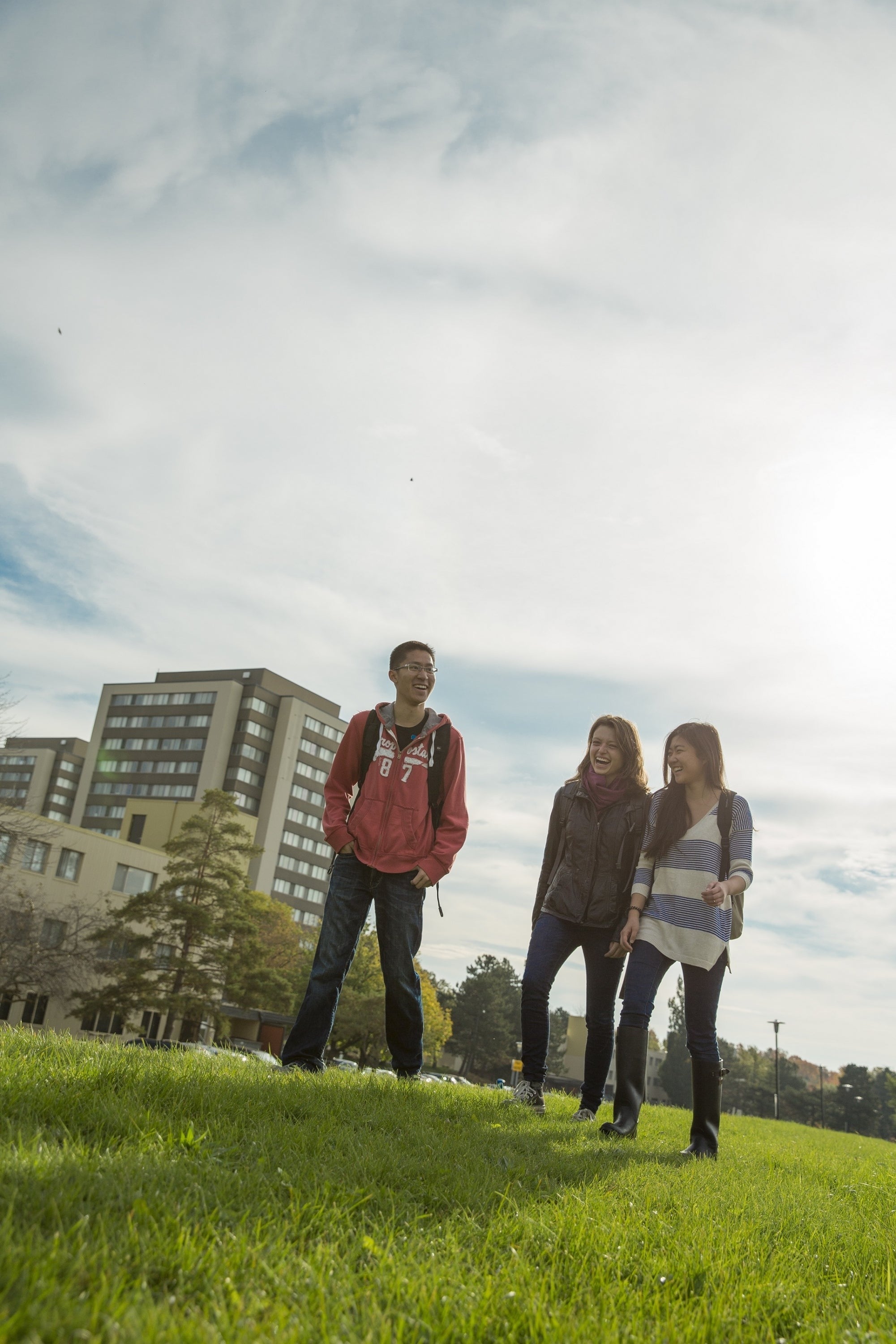 Students stand outside the UWP Residence.