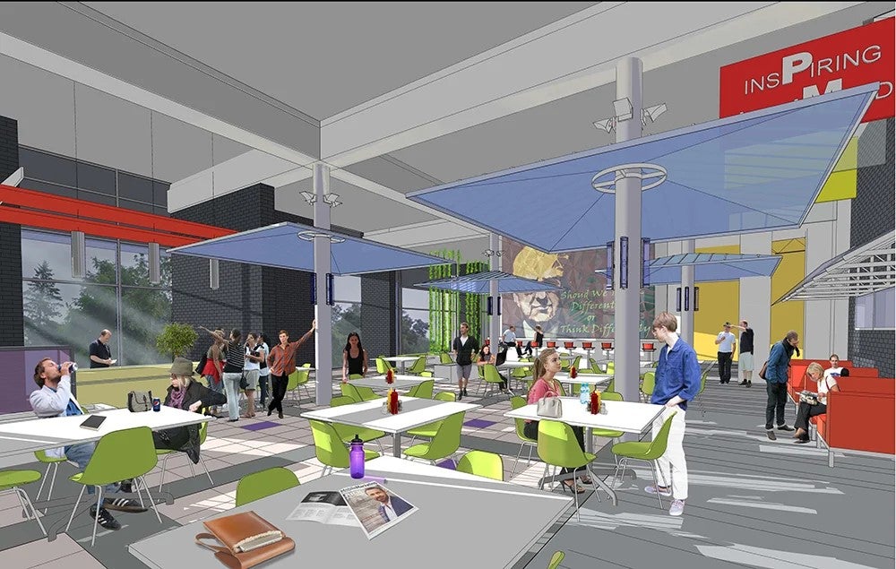 A render of the dining hall.