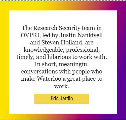 Eric Jardin's quote about the Research Security team.