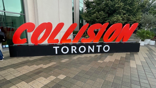 A Collision Toronto sign outside the convention venue.