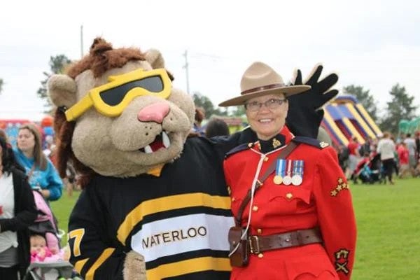 King Warrior and a Mountie at the Canada Day celebration.