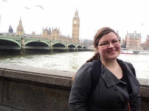 Jeneviere Kentner with Big Ben in the background.