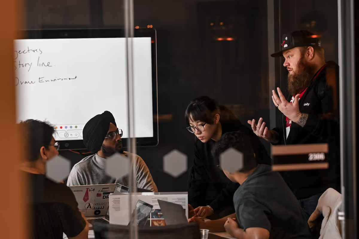 Velocity studnets in conversation.