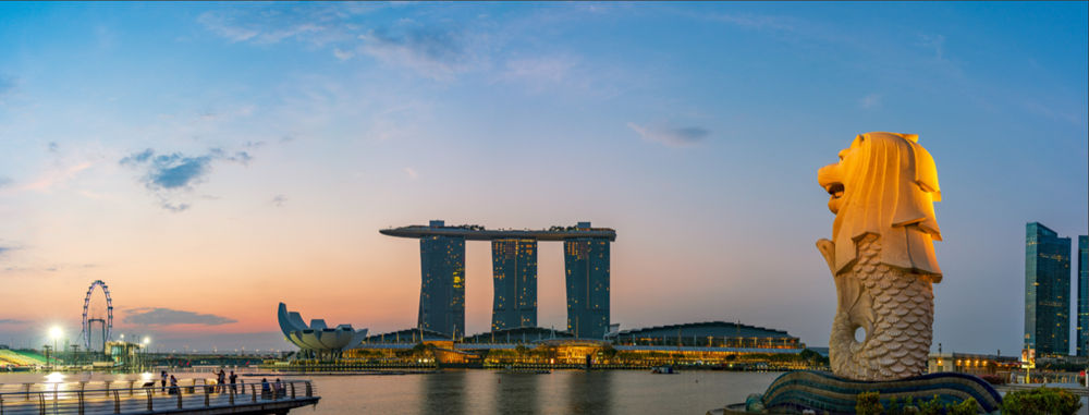Wide shot of Singapore.