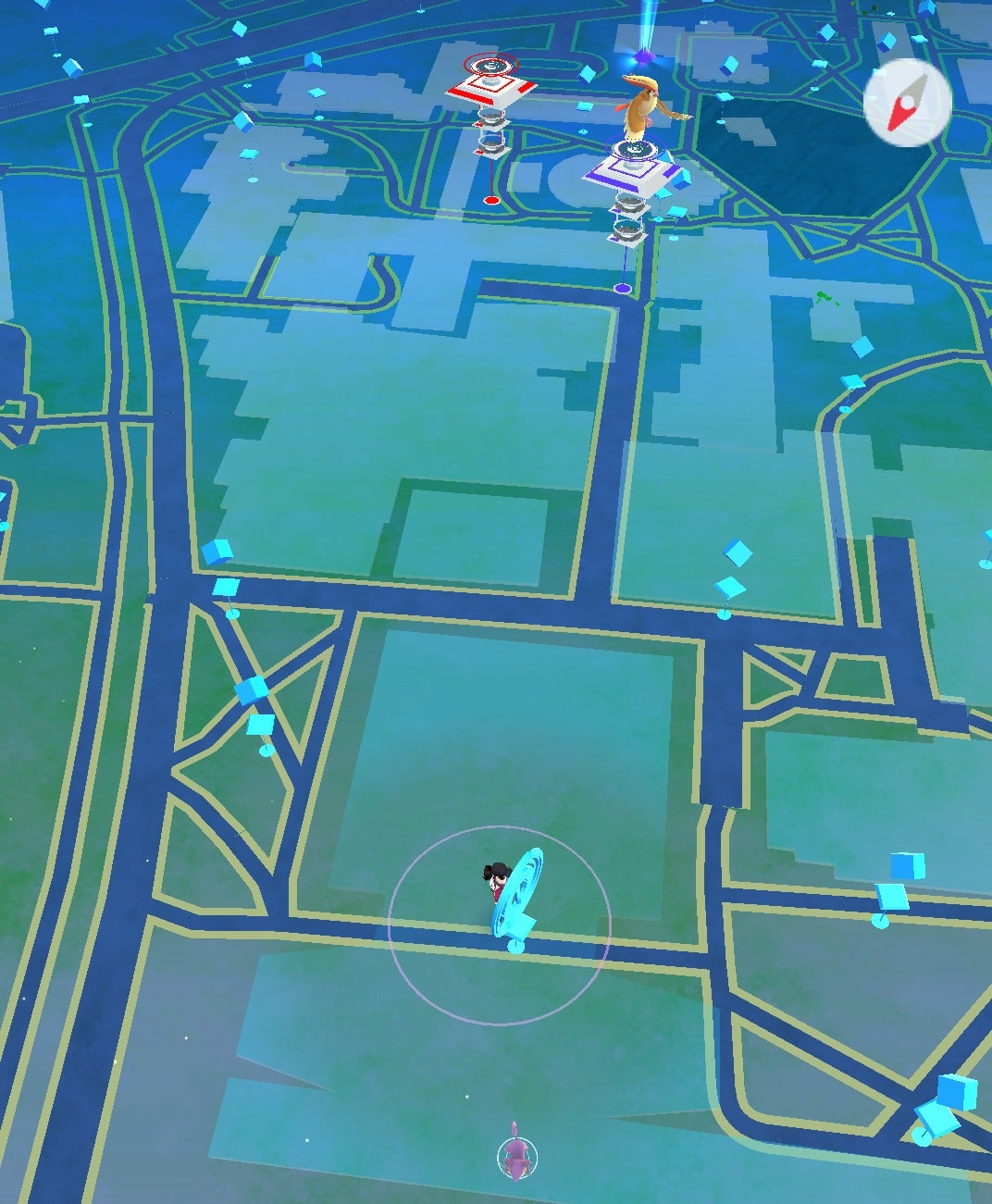 A view of the Waterloo campus showing Pokemon.