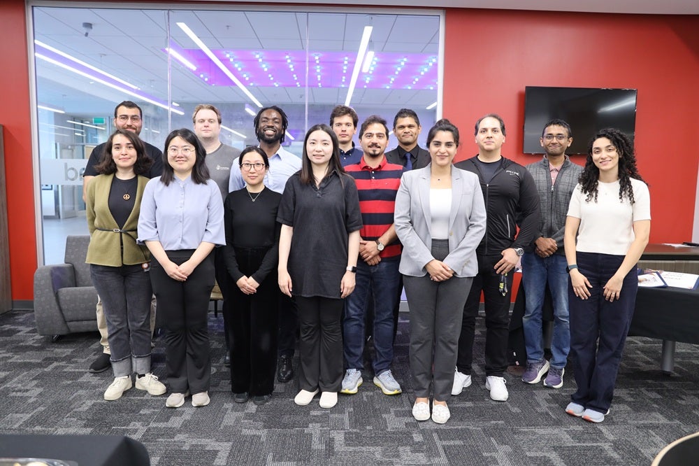 Group of ARC students at Pitch Day with Mary Wells, Dean of Engineering