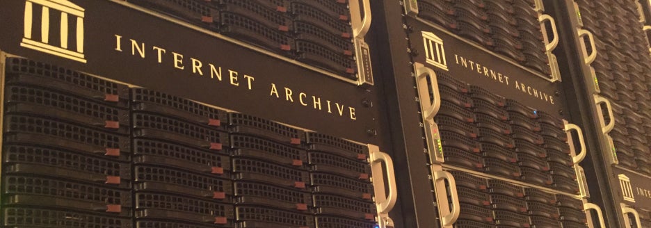 A close-up of the Internet Archive's server racks.