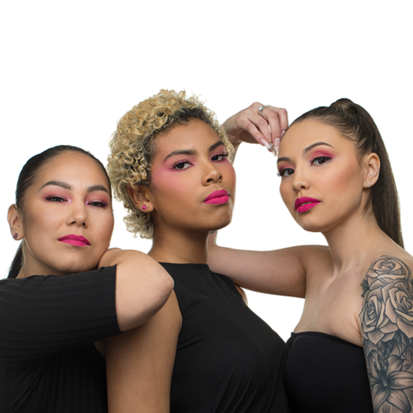 Three women wearing Cheeckbone makeup.