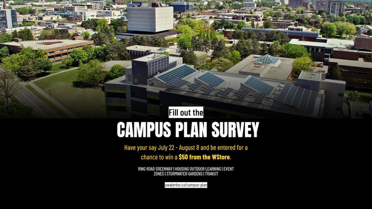 Campus Plan survey graphic featuring an aerial view of campus.