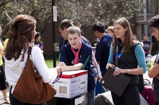 A scene from a Family Welcome move-in event.