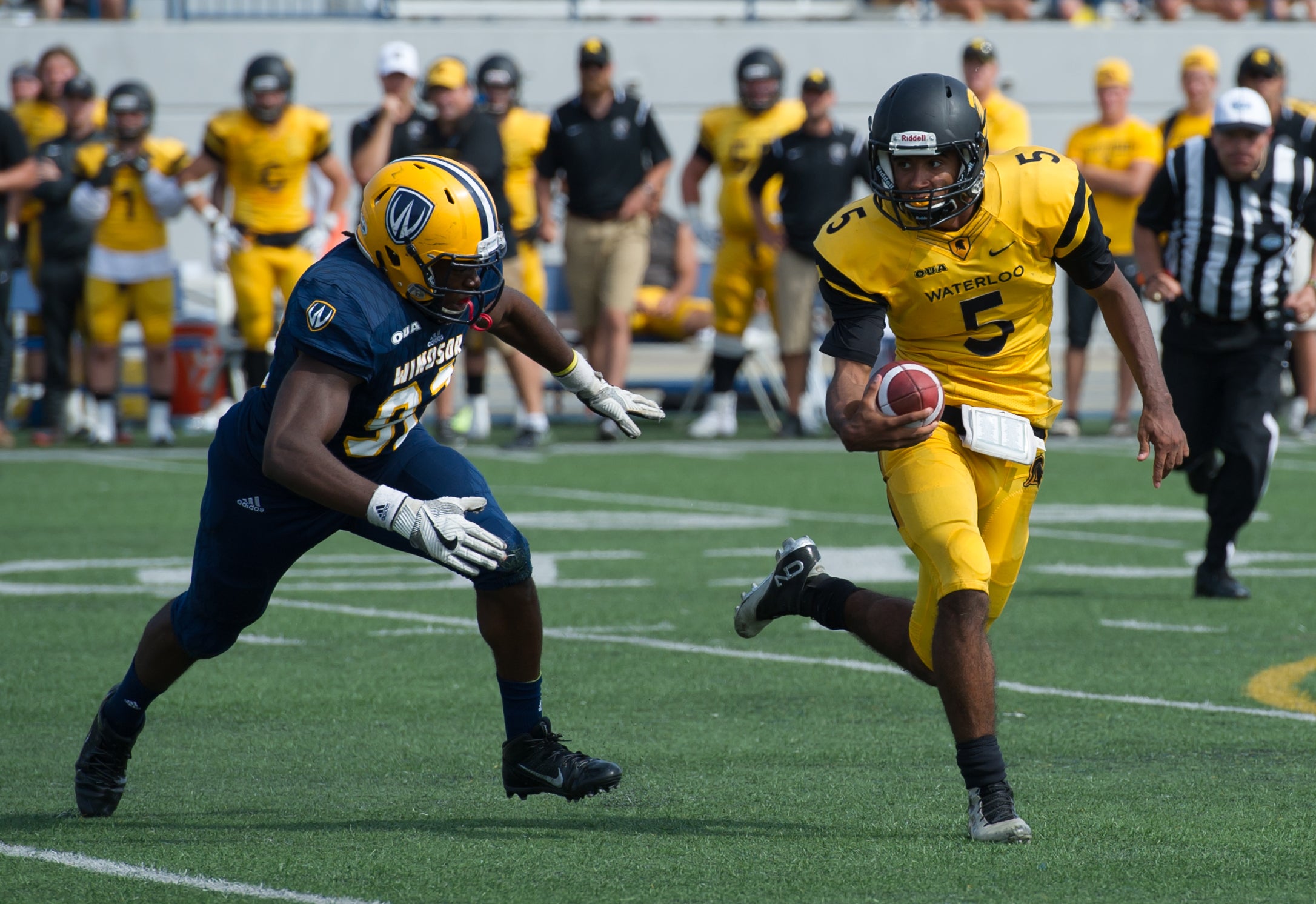 Waterloo Warriors playing football.