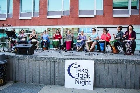 A drum circle at City Hall.