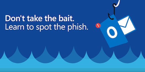 "Don't take the bait!" message featuring an email on a fishbook.
