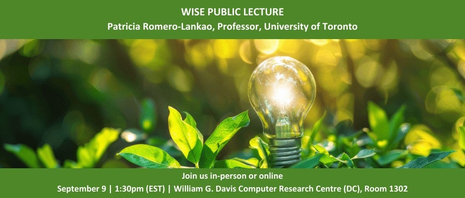 WISE lecture series banner featuring a light bulb in a forest.