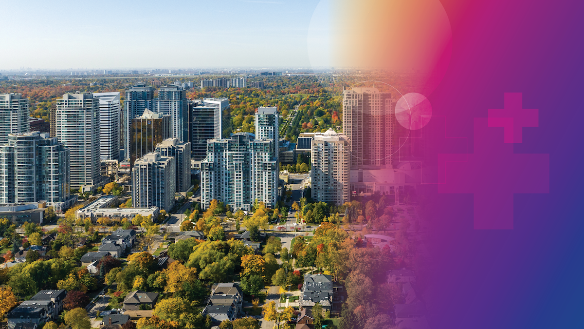 A skyline of Waterloo fades into the purple haze of the Global Futures banner.