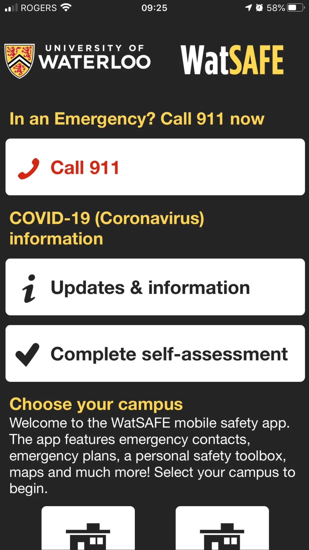 A screenshot of the WatSAFE app on a phone.