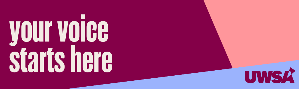 Staff association banner with "your voice starts here."