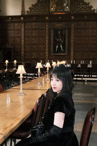 PhD candidate Yuzhe You sits at a long table in an ornate room.