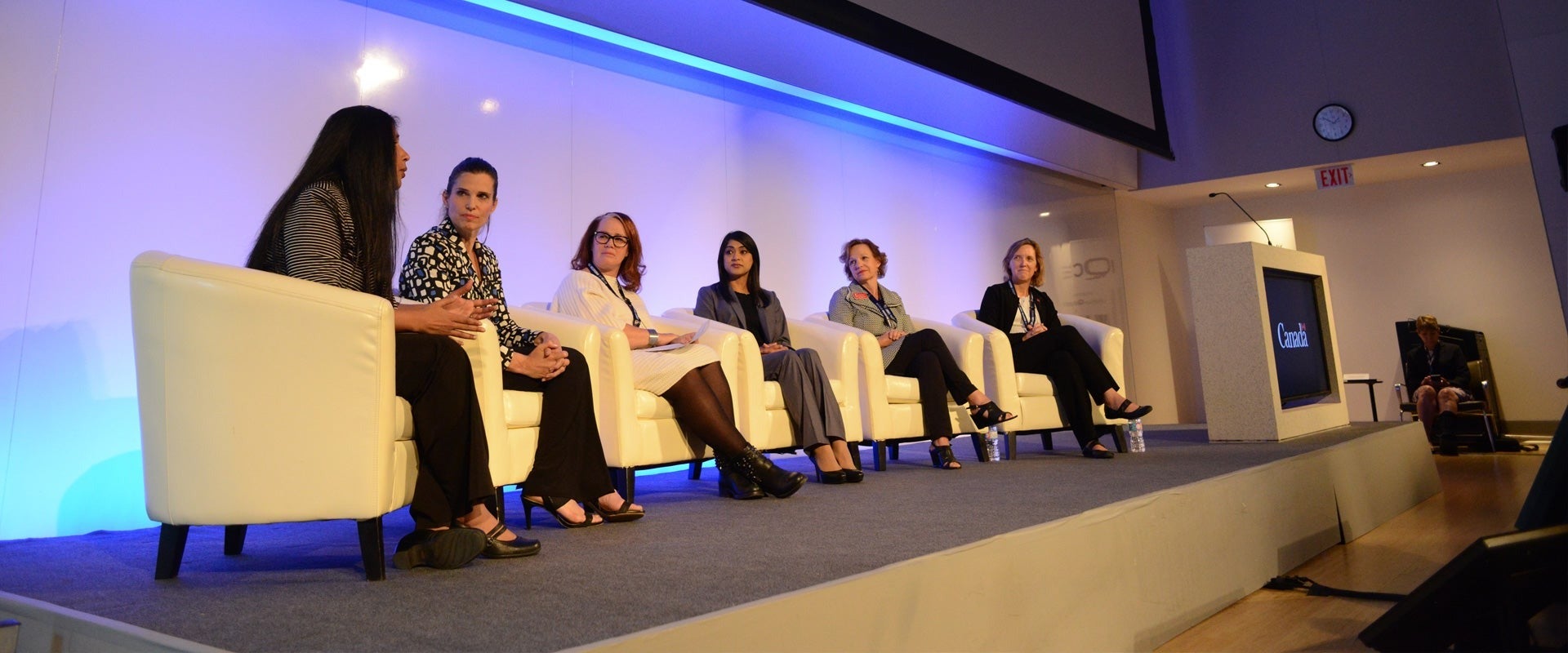 An all-female panel including Federal Government Ministers Kirsty Duncan and Bardish Chagger speak at the Waterloo Innovation Summit.