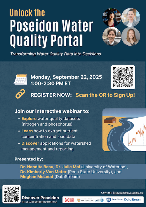 Poseidon Water Quality Portal banner image featuring event sponsors.