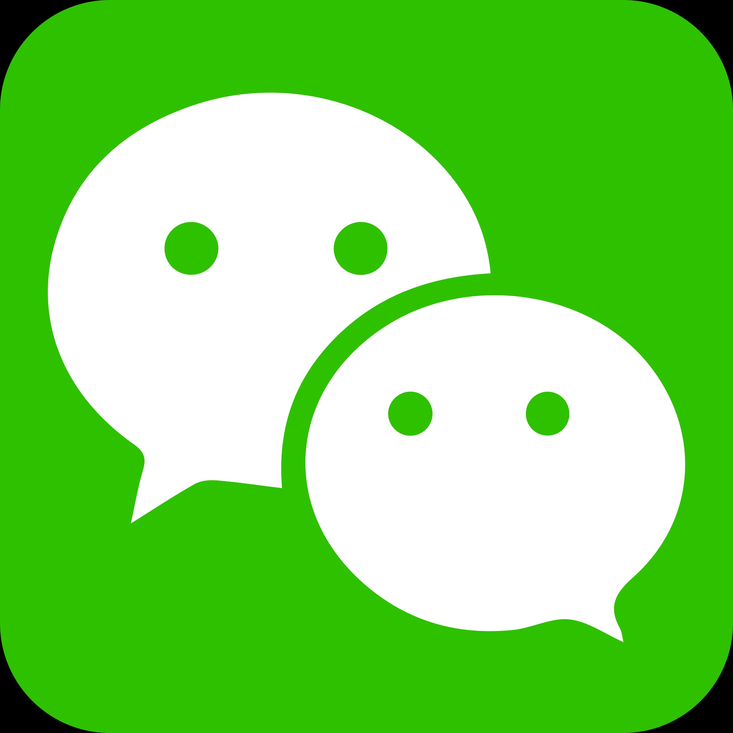 The WeChat logo - two speech bubbles on a green background.