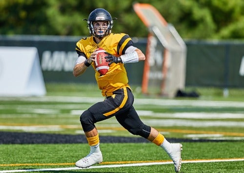 A Waterloo Warrior football player.