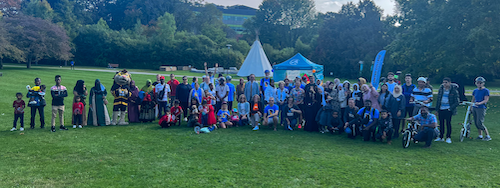 Participants in the Ride for Refuge in a group photo.