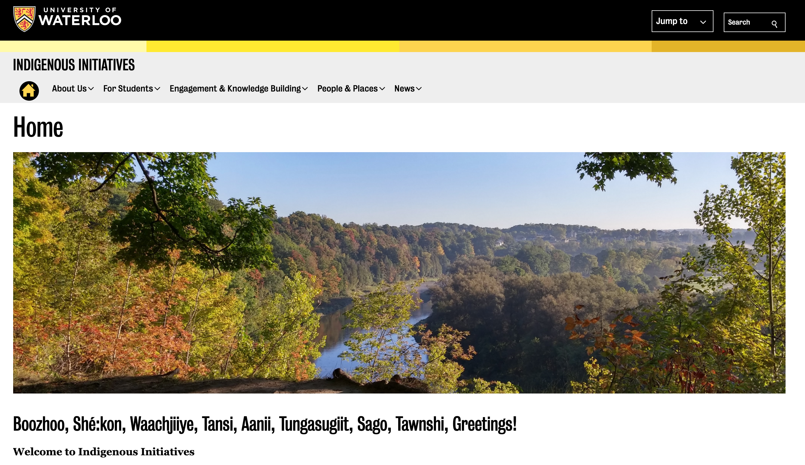 A screenshot of the new Indigenous Initiatives website.