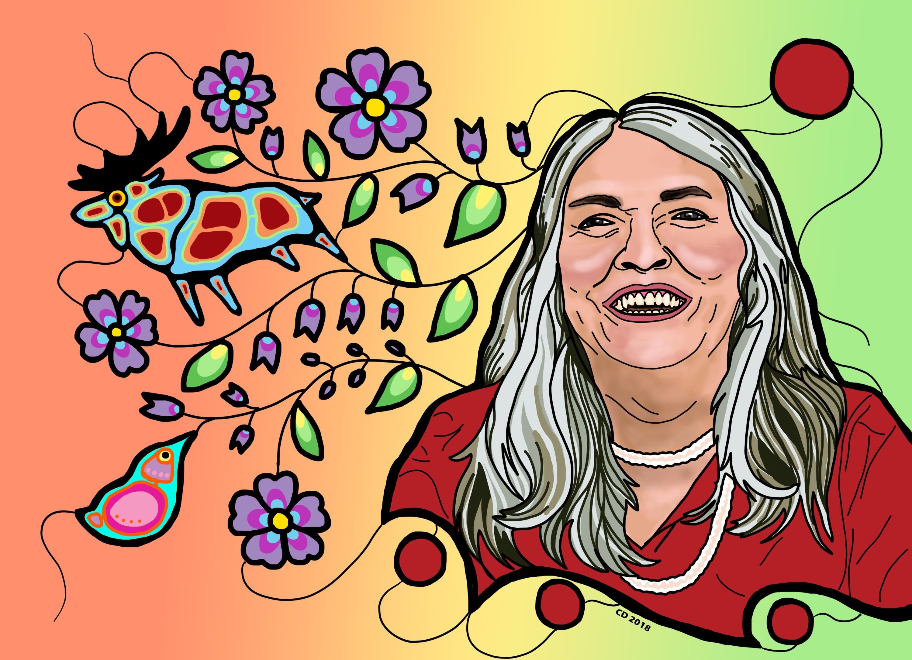 An illustration featuring speaker Lee Maracle.