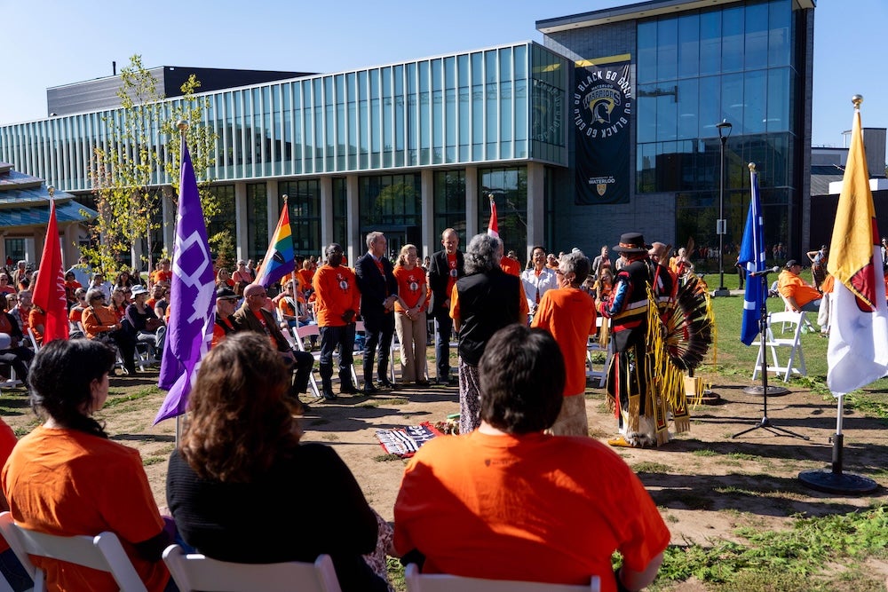 The recommitment ceremony with deans and Indigenous representatives.