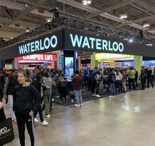 The University of Waterloo booth at the Ontario Universities' Fair.