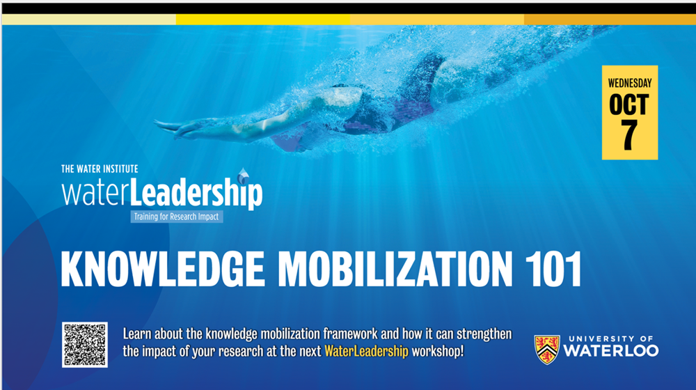 Promotional graphic for the Water Institute’s WaterLeadership workshop “Knowledge Mobilization 101.