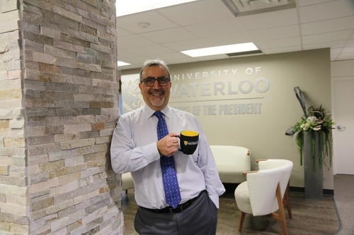 President Hamdullahpur in the President's office drinking coffee
