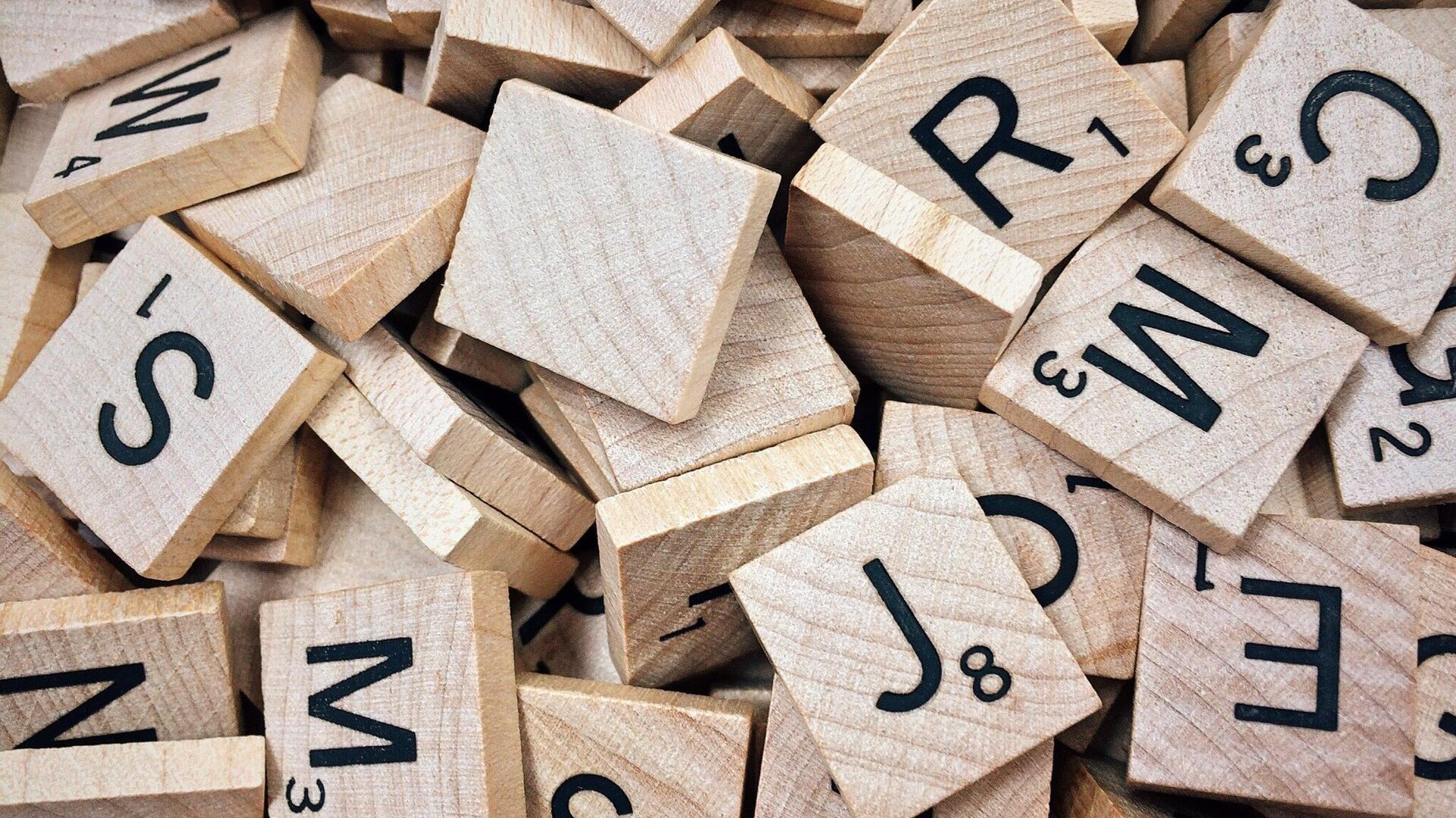 A pile of Scrabble tiles.