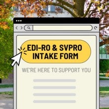 EDI-R and SVPRO intake form graphic - a computer window with a mouse pointer.