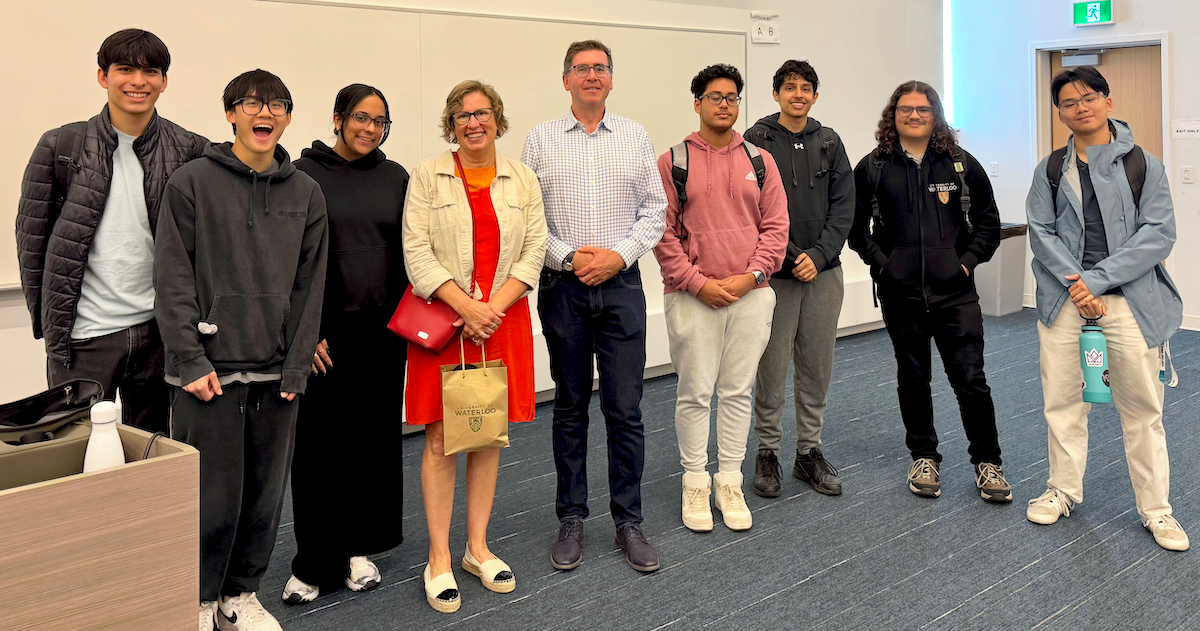 Mayor McCabe, Dr. Brian Doucet and students from PLAN 100.