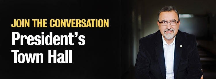 Join the Conversation - President's Town Hall banner image.