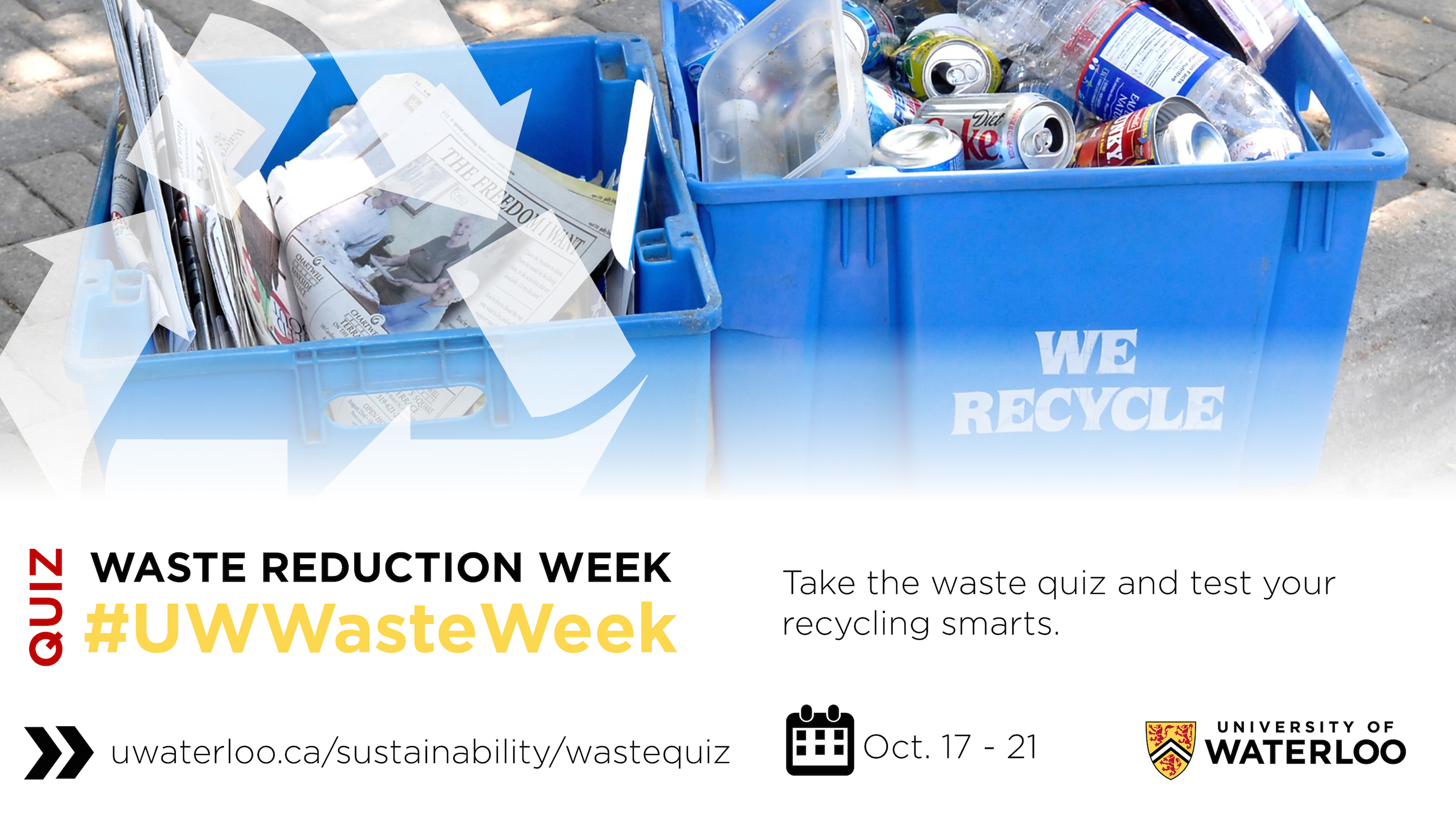 Waste Week cover image showing recycling bins.