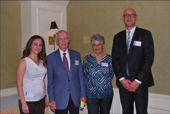 John and Norma Horton on the 25th anniversary of the UWPAT dinner, with Professor Luna Khirfan at left and current School of Planning Director Professor Clarence Woudsma on the right.