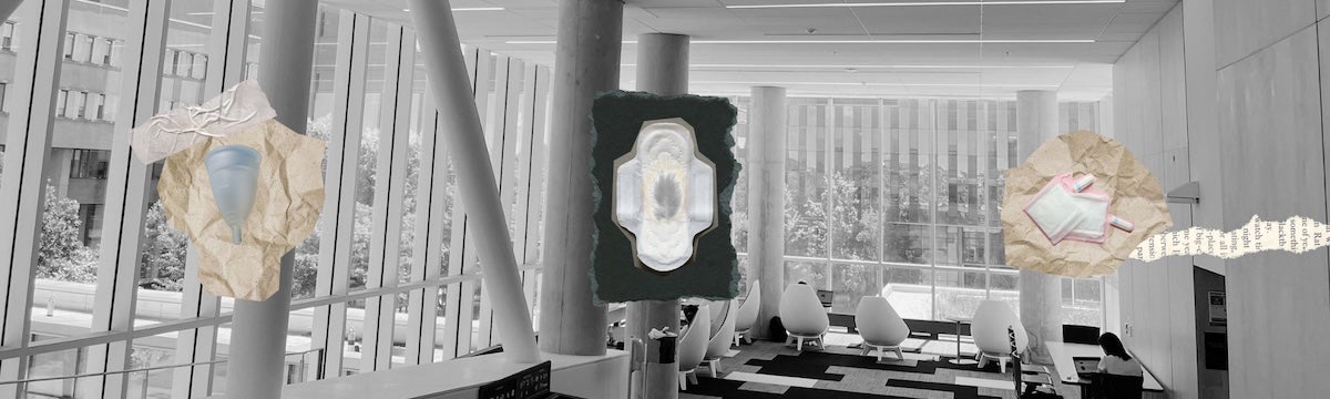 Art installation using sanitary pads.