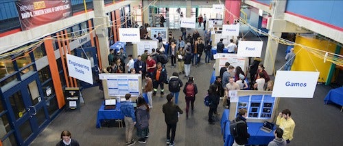 Student design project display fair in the David Centre.