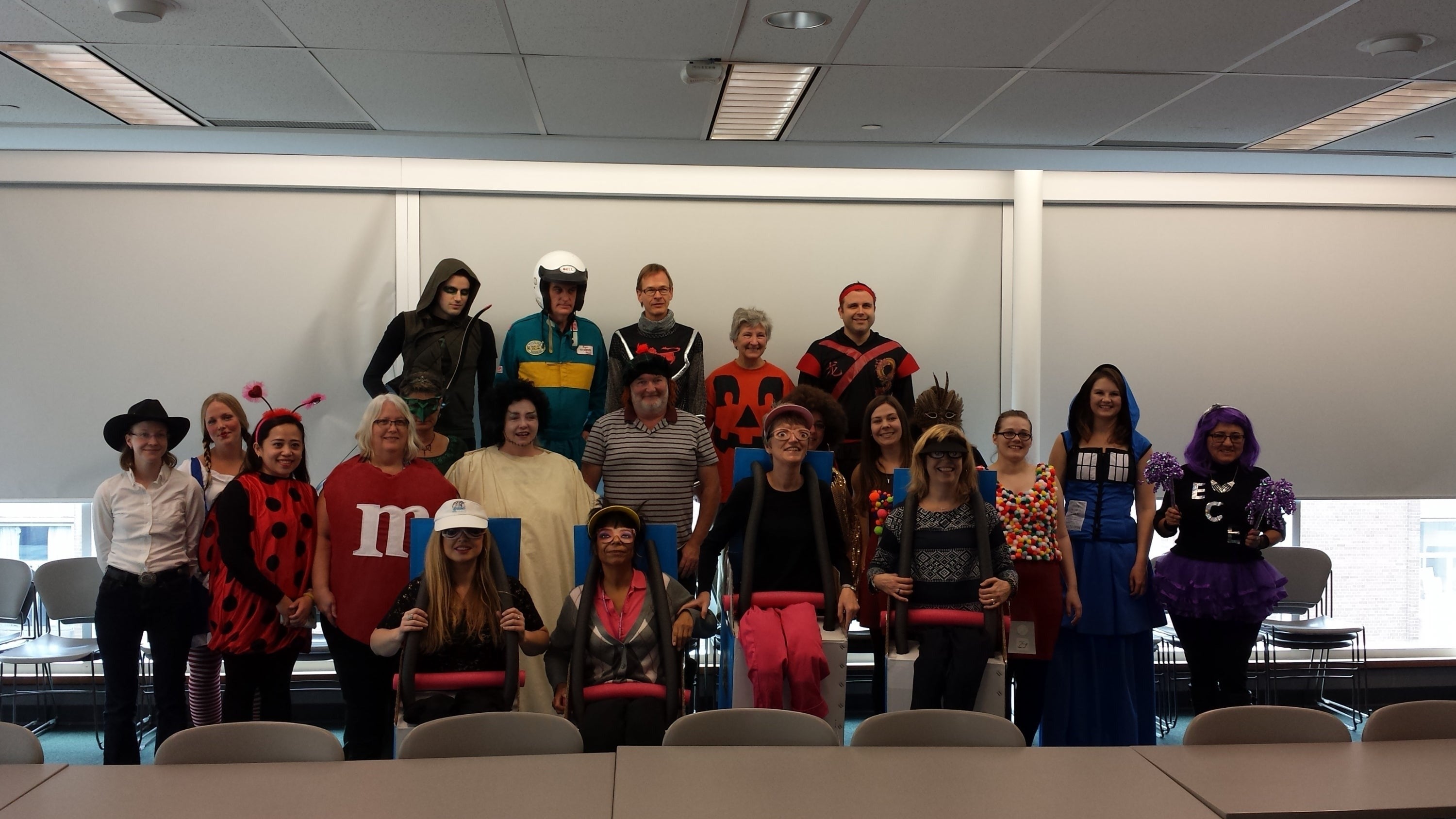 Staff from the Electrical and Computer Engineering department in Halloween costumes.