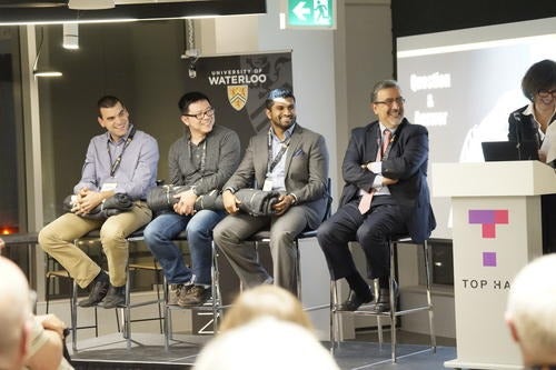 Feridun Hamdullahpur and Waterloo alumni at the Where UWaterloo Meets AI event.