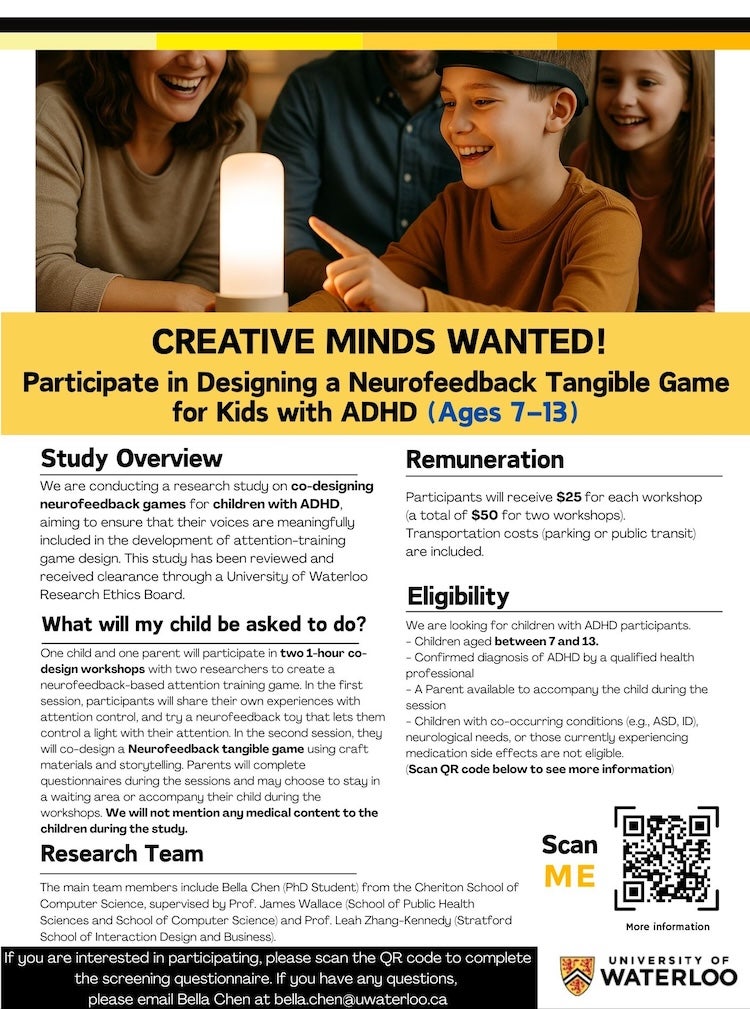 Creative Minds Wanted poster featuring a child and family playing a mind game.