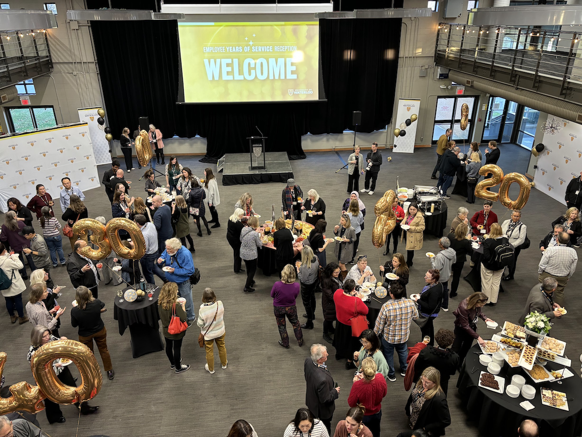 Employee honoreers and their supporters in Fed Hall for the 2024 years of service celebration.