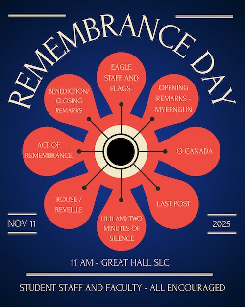 Remembrance Day ceremony image featuring the order of ceremony laid out like flower petals.